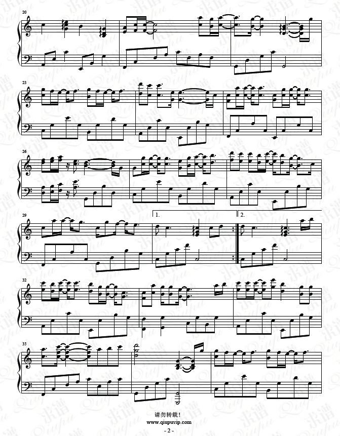 《千年之恋》钢琴谱由求谱网制作，并提供《千年之恋》钢琴曲在线试听，《千年之恋》钢琴谱（五线谱）下载