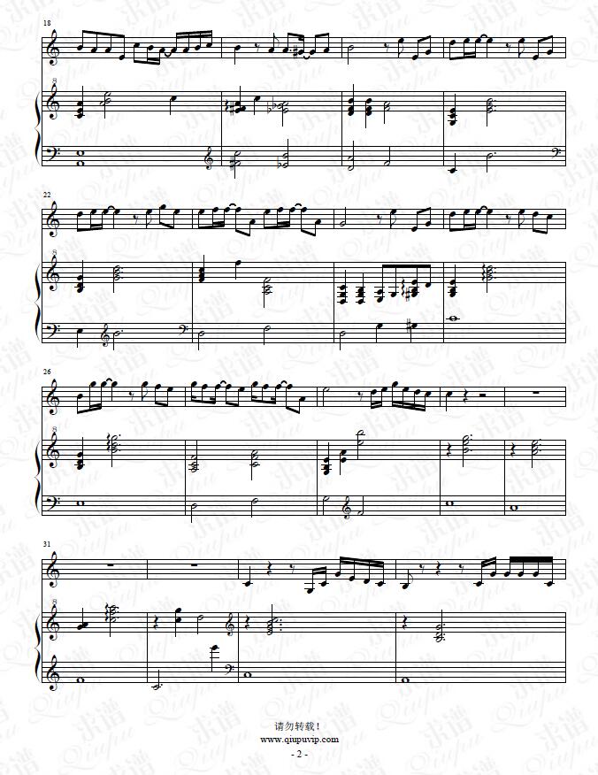 无条件(2015live版)_陈奕迅_钢琴谱_求谱网